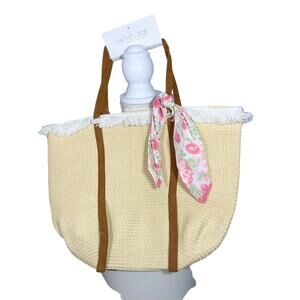 Rachel Zoe Beige and Pink Floral Bow and Inside Boho Purse Bag NWT